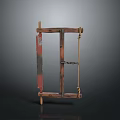 Vintage Wooden Frame Hand Saw as Practical Household Tool with Metal Blade and Rope
