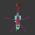 Detailed Silver Gray Helicopter With Rotors Fuselage Windows And Landing Gear