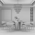 Modern Dining Table and Chair Combination Round Table 3d model