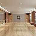 Spacious Fitness Dance Studio With Wooden Floor Mirror Walls And Exercise Barres