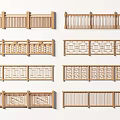 Various Wooden Railing Designs With Intricate Patterns And Classic Decorative Styles 3d model