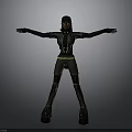3D Character Model With Black Hoodie Jacket Brown Pants And Outstretched Arms