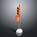 Orange Traffic Light With Signal Heads Control Box And Concrete Base