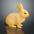 Yellow Rabbit Figurine 3D Model Display With Smooth Surface And Dark Background Reflection 3d model