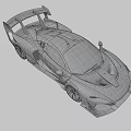 Red Sports Car with Black Accents Large Rear Wing Sleek Body and Black Wheels Design
