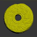 Ancient Carved Stone Wheel With Circular Shape Central Hole And Intricate Patterns 3d model