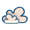 Blue And White Cloud Icon Design With Simple Outline And Inner Fill 3d model