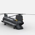 Twin Rotor Heavy Lift Helicopter With Gray Military Body And Landing Gear Wheels