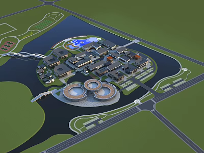 New Chinese Commercial Street Commercial Town 3d model