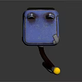 Cat Creature Character With Blue Box Body Black Tail Yellow Ball Ears Brown Feet