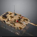 Military Tank With Camouflage Pattern Turret Cannon Barrel Tracks Antenna And Number Markings