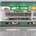 Modern Restaurant Open Kitchen With Digital Menu Board And Cooking Counter 3d model