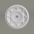 White Decorative Circular Ceiling Medallion With Intricate Carved Patterns And Central Lighting Hole