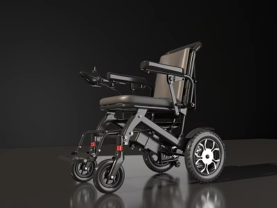 Modern Foldable Wheelchair With Black Frame Comfortable Seat And Wheels 3d model