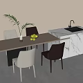 Modern Dining Table Chair Combination Dining Table Chair 3d model