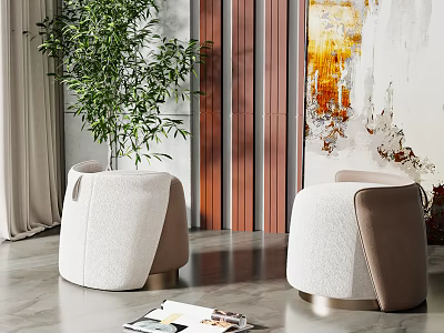 Modern Elegant Ottoman With Soft Fabric Leather Accents And Metal Base In Living Room 3d model