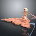 Game And Movie Cat Eared Character With Pink Fur In Dynamic Pose And Flowing Ribbon