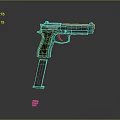 Modern Tactical Pistol Firearm With Magazine Bullets And Design Details