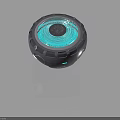 Modern Circular Bluetooth Speaker With Blue LED Lights Mesh Surface And Bottom Control Buttons