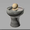 Stone Decorative Fountain With Round Basin And Spherical Ball On Pedestal