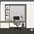 Bay Window Cabinet Desk Bookcase Integrated Cabinet Combination 3d model