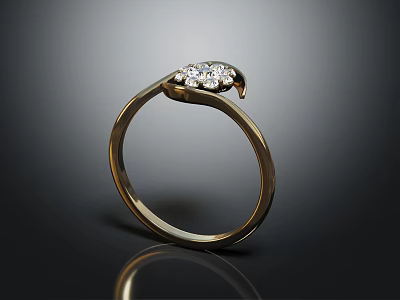 Elegant Gold Jewelry Ring With Sparkling Diamonds And Delicate Design 3d model