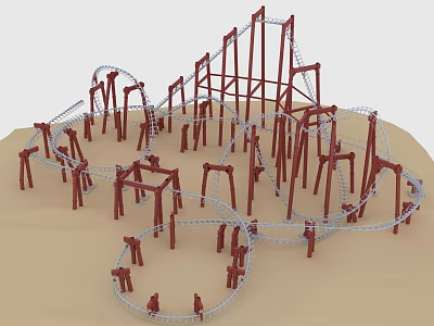 Modern roller coaster 3d model Modern roller coaster 3d model