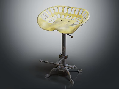 Ergonomic Yellow Office Chair With Perforated Seat And Metal Base Design 3d model