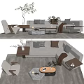 Modern Sofa Coffee Table Combination Multi-person Sofa Leisure Chair 3d model