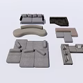 Modern Gray Modular Sofa Set with Sectional Curved and L-shaped Designs 3d model