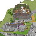 Modern Spherical Detached Villa with Swimming Pool and Lush Greenery on Hillside