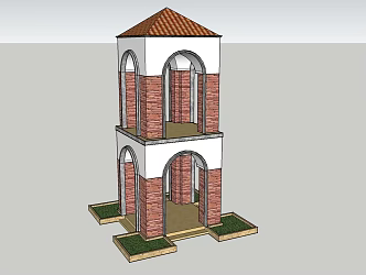 Jianou Pavilion Double-deck Viewing Pavilion Bell Tower 3d model