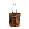 Rustic Wooden Decorative Bucket With Metal Handle For Home Ornamental