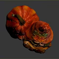 Gnome Figurine Sitting On Striped Orange Pumpkin With Red Orange Hat
