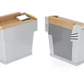 Modern Gray Podiums With Wooden Tops And Side Detail Structures