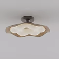Modern Wooden Petal Shaped Flush Mount Ceiling Light With Soft Warm Glow 3d model