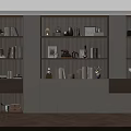 Modern Study Room Interior Design With Built-in Bookshelves Decorative Items And Warm Lighting