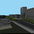 Modern Residential Complex with Tower Buildings Glass Curtain Walls and Green Surroundings