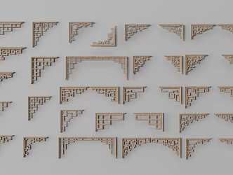 Chinese Carved Corner Flower 3d model