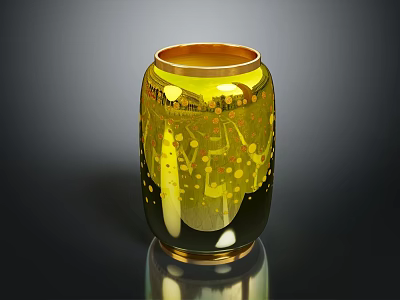 Elegant Gold and Black Beverage Container Adorned With Intricate Gold Patterns On Dark Background 3d model