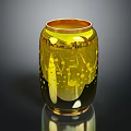 Elegant Gold and Black Beverage Container Adorned With Intricate Gold Patterns On Dark Background