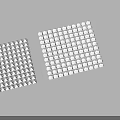 Two White Square Grids Composed of Small Cubes on Gray Background