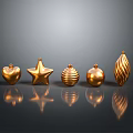 Golden Decorative Ornaments For Home Furniture With Heart Star And Striped Shapes