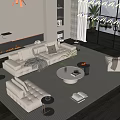 Modern sofa coffee table combination home 3d model