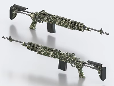 Modern Camouflage Rifles with Tactical Stocks Magazines and Barrels in Military Design 3d model