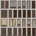 Assorted Wooden Door Designs With Panel Glass And Decorative Patterns 3d model