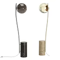 Modern Table Lamps With Cylindrical Base Spherical Shade And Curved Pole In Black And Beige
