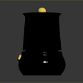 Modern Black Coffee Pot With Yellow Spherical Knobs Handle And Hexagon Button
