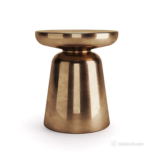 Elegant Modern Shiny Brass Coffee Table With Minimalist Conical Base Design 3d model 