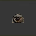 Detailed Fossilized Crocodile Skull With Open Mouth And Sharp Teeth